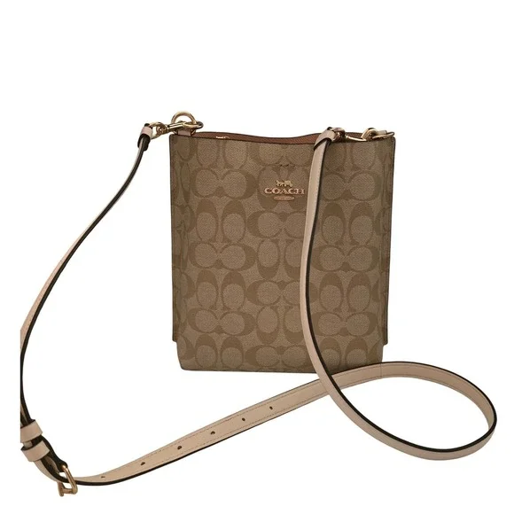 Coach Mollie Bucket Bag 22 Signature Canvas Khaki Chalk Crossbody CA582 - Picture 4 of 11